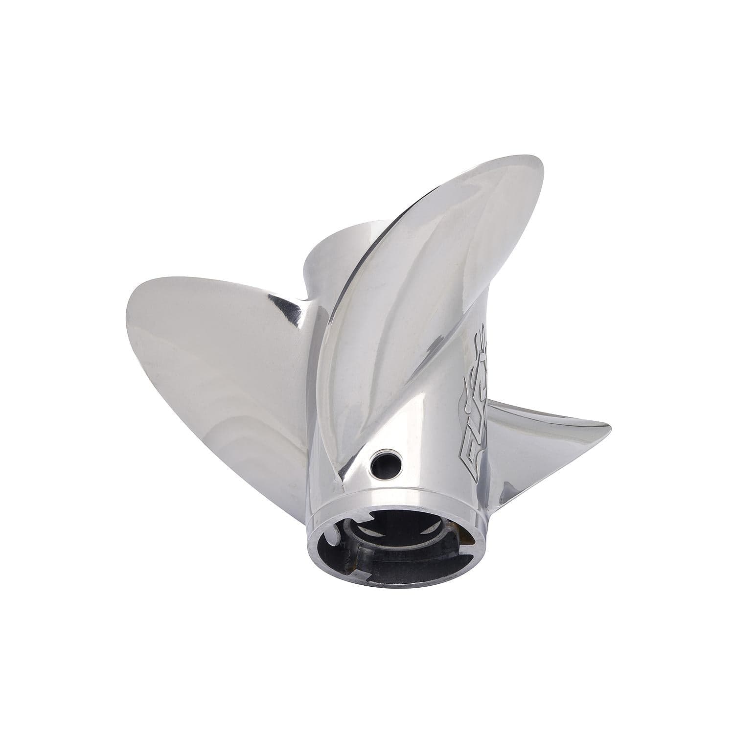Mercury – Fury Propeller | 14" Diameter x 23" Pitch | Right-Hand Rotation | 3 Blades | X7 Stainless Steel | Polished Finish | 8M0151271 — product photograph