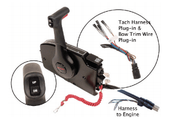 Mercury - Side Mount Remote Control - 8 Pin Traditional - 15 Ft Harness - Fits All Current Mercury/Mariner Outboards & 1993/Newer Force Outboards 40 HP & Higher Utilizing Mercury Style Cables - 881170A15 — product photograph