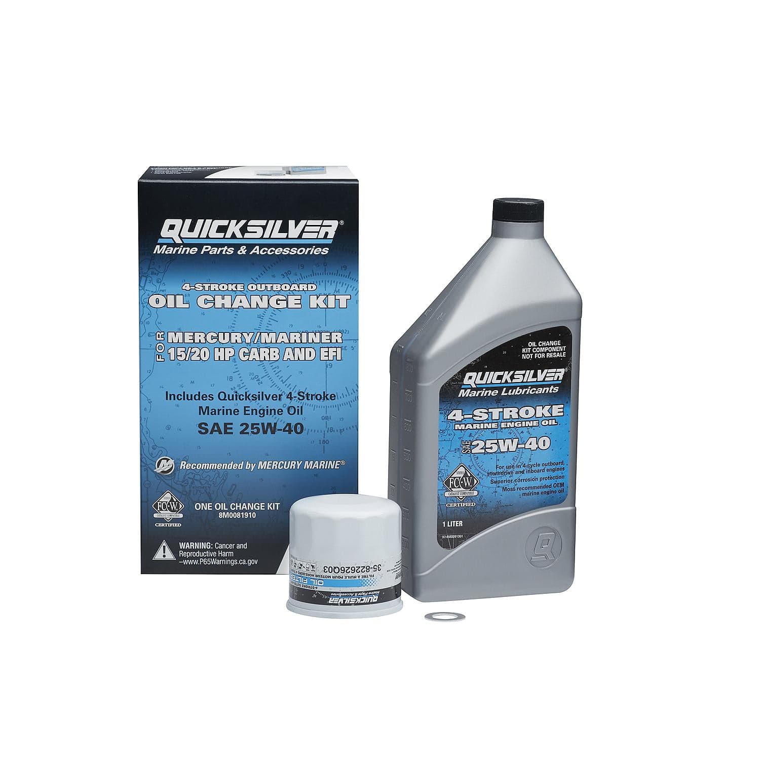 Mercury – Oil Change Kit, 15–20HP FourStroke, 1 Liter | Maintenance | 8M0081910 — product photograph