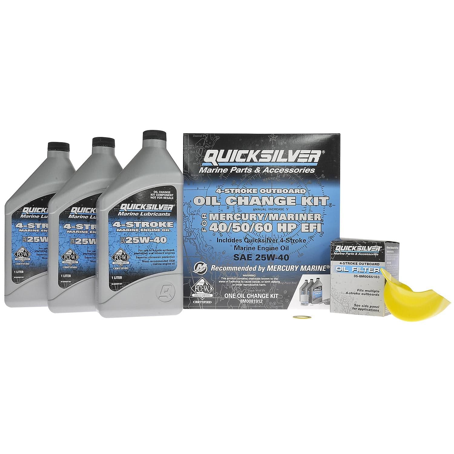 Mercury – Oil Change Kit | 40–50–60HP FourStroke Service | 8M0081912 — product photograph