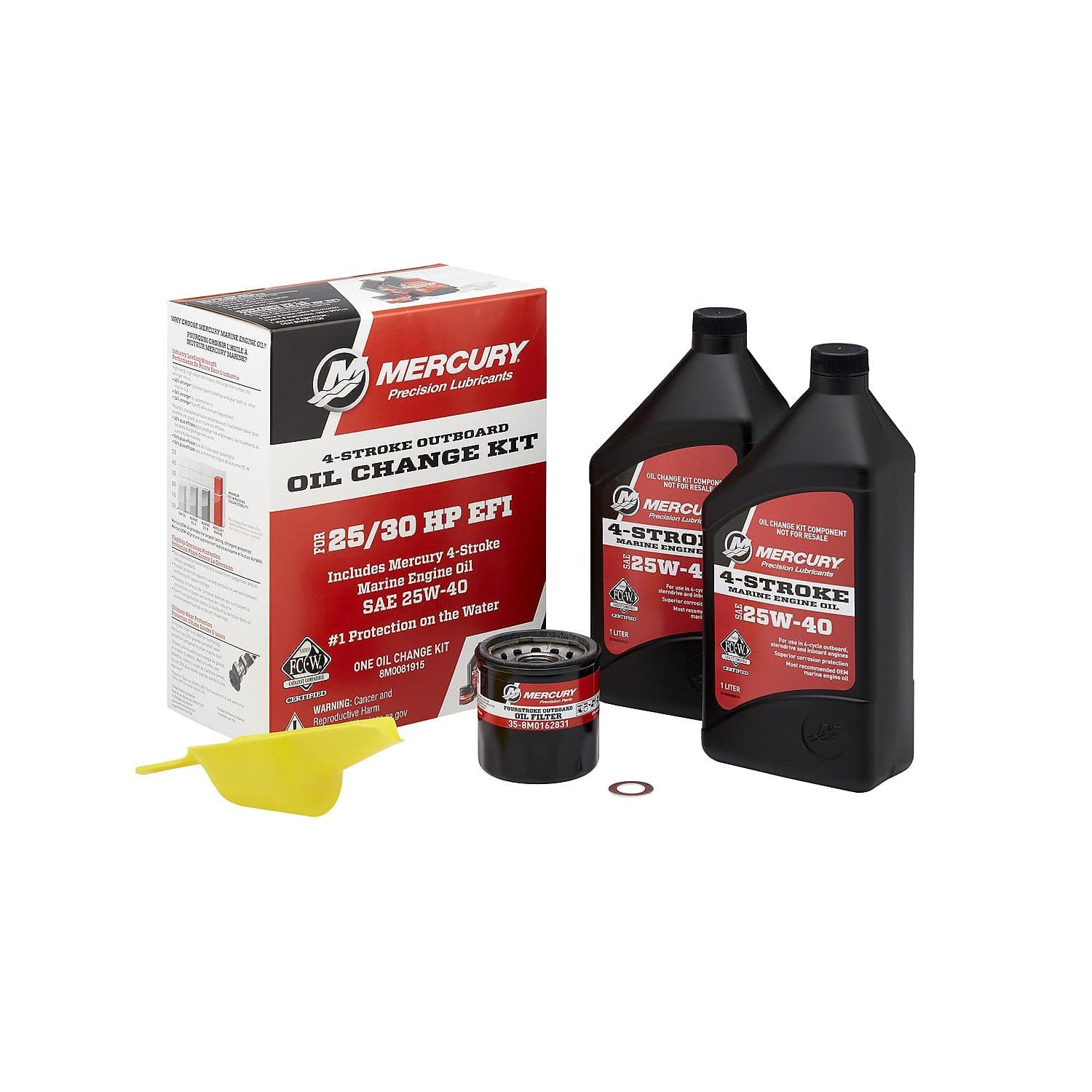 Mercury – Oil Change Kit, 25/30HP EFI FourStroke, 2 Liters | Maintenance | 8M0081915 — product photograph