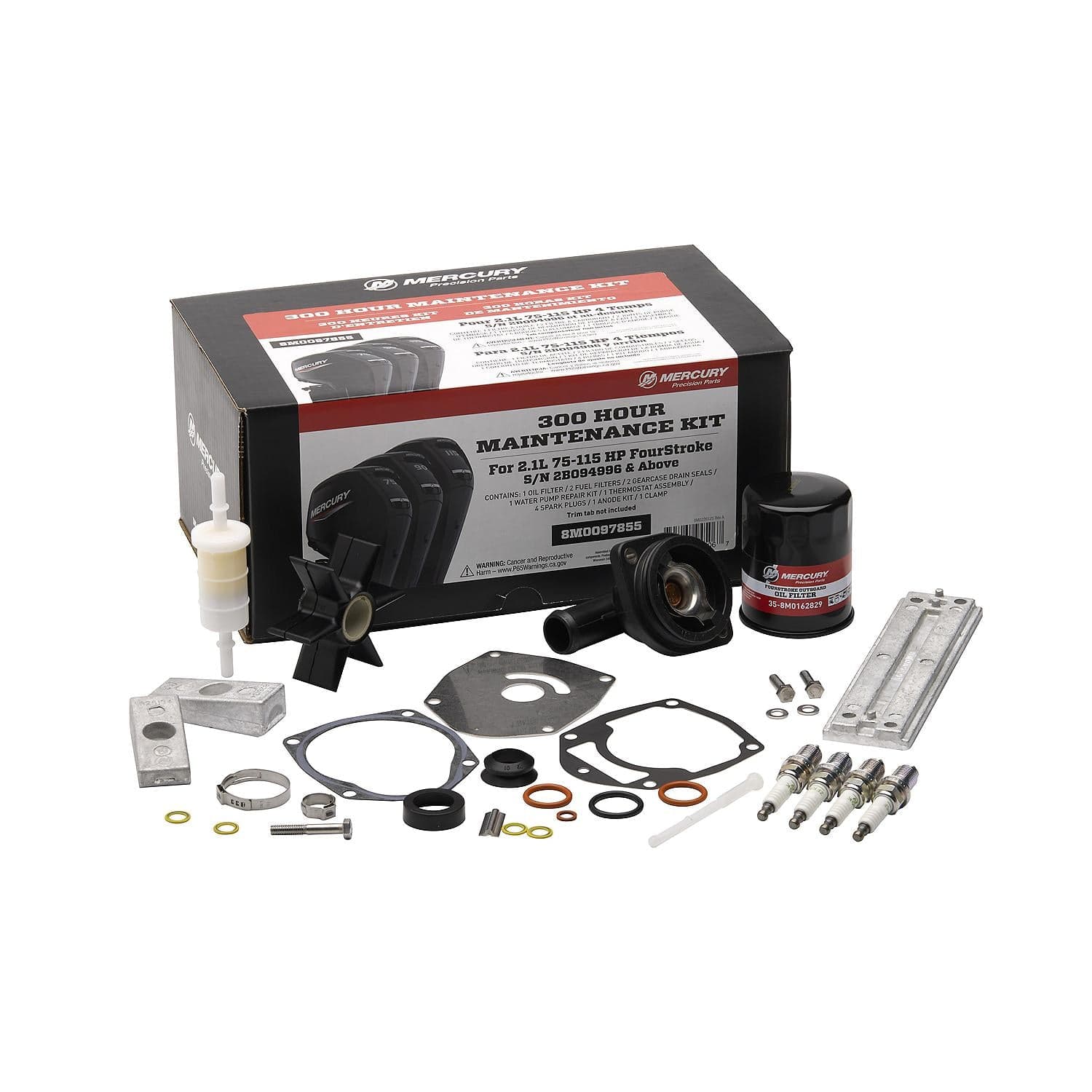 Mercury – 300 Hour Maintenance Kit | FourStroke Service Package | Complete OEM Components | 8M0097855 — product photograph