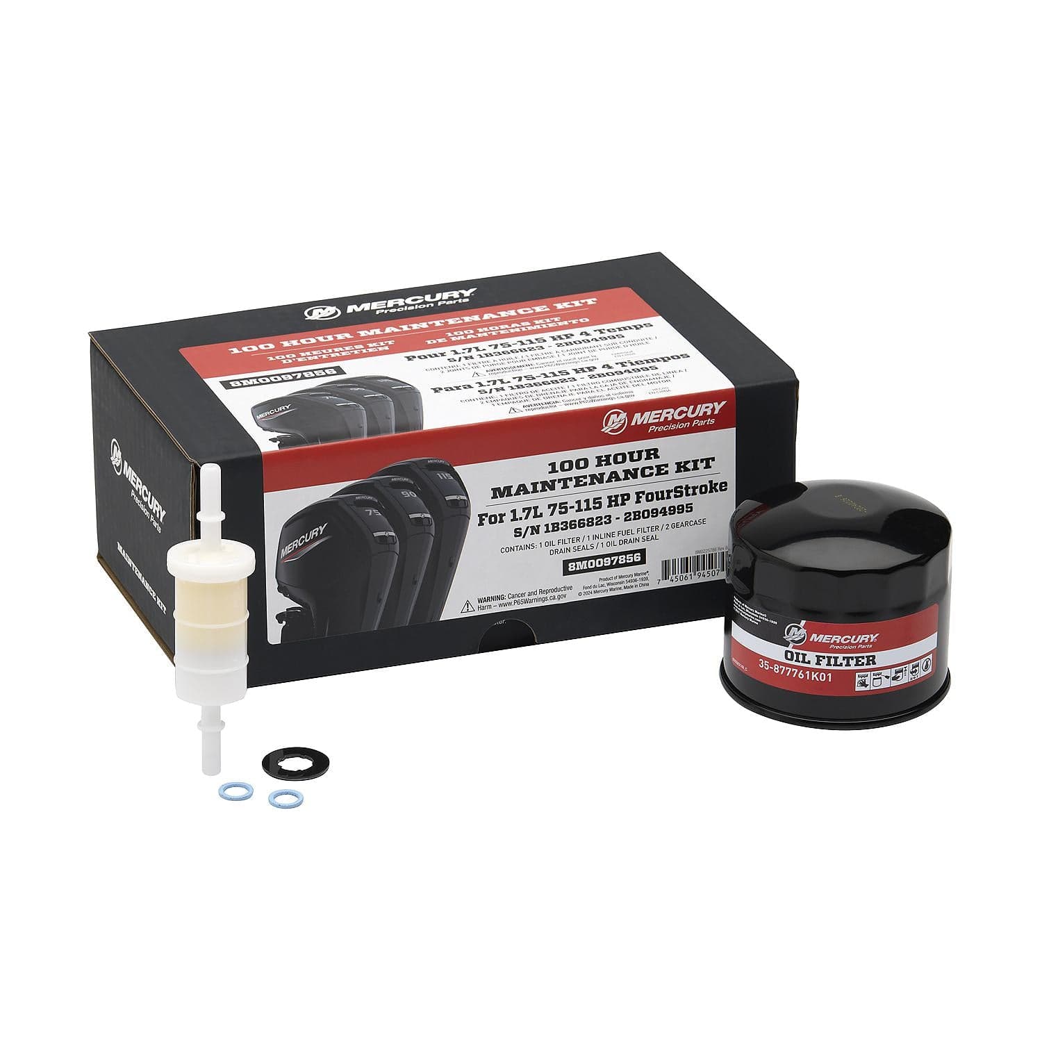 Mercury 75-115HP Four Stroke (1.7L) 100 Hour Service Kit 8M0097856 - S/N 1B366823 - 2B094995 — product photograph