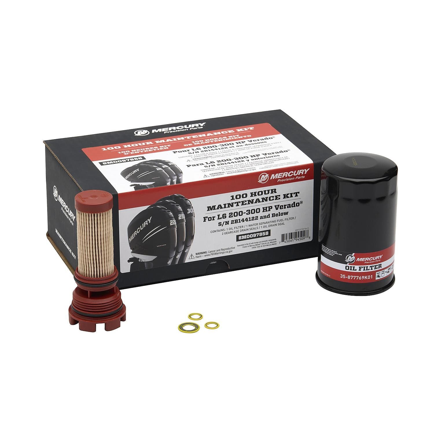 Mercury – 100 Hour Maintenance Kit | Verado L6 Service Package | Complete OEM Components | 8M0097858 — product photograph