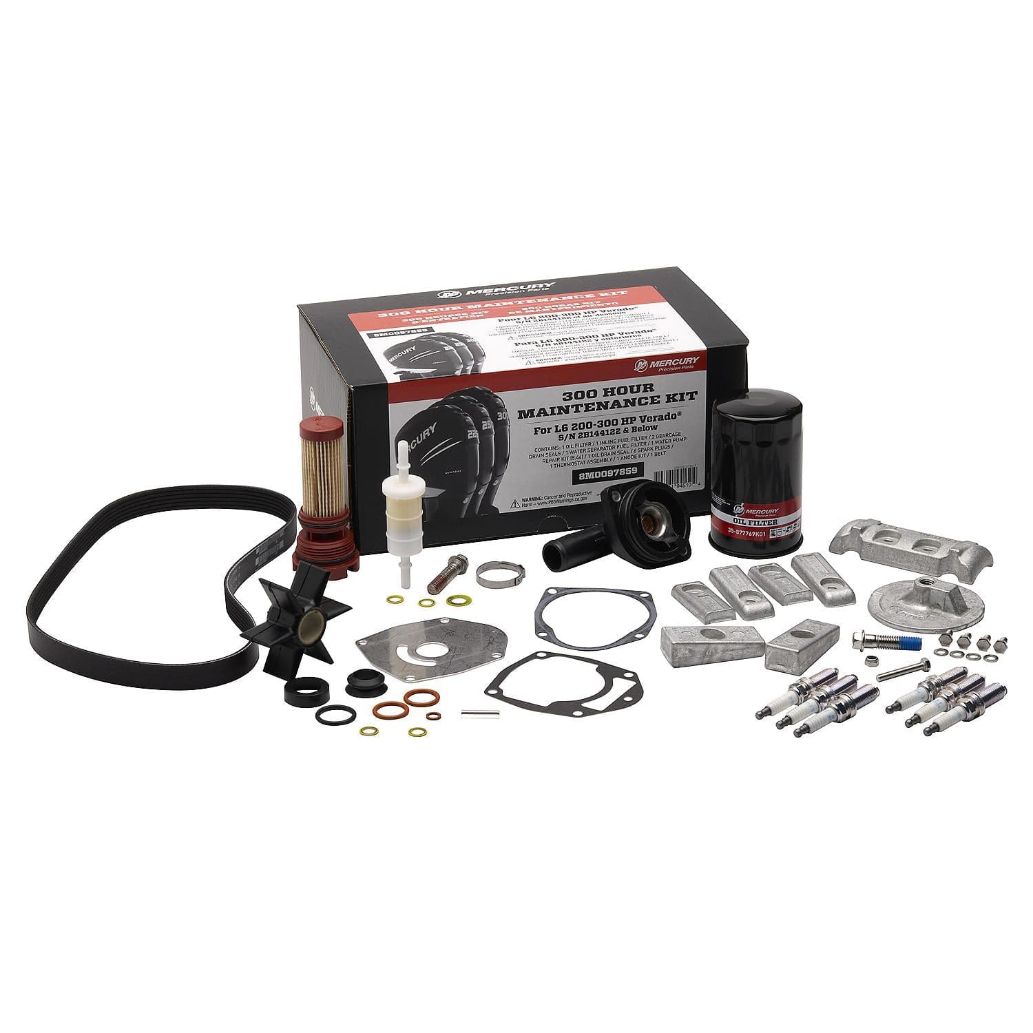 Mercury – 300 Hour Maintenance Kit with Anodes | Verado L6 Service Package | Complete OEM Components | 8M0097859 — product photograph