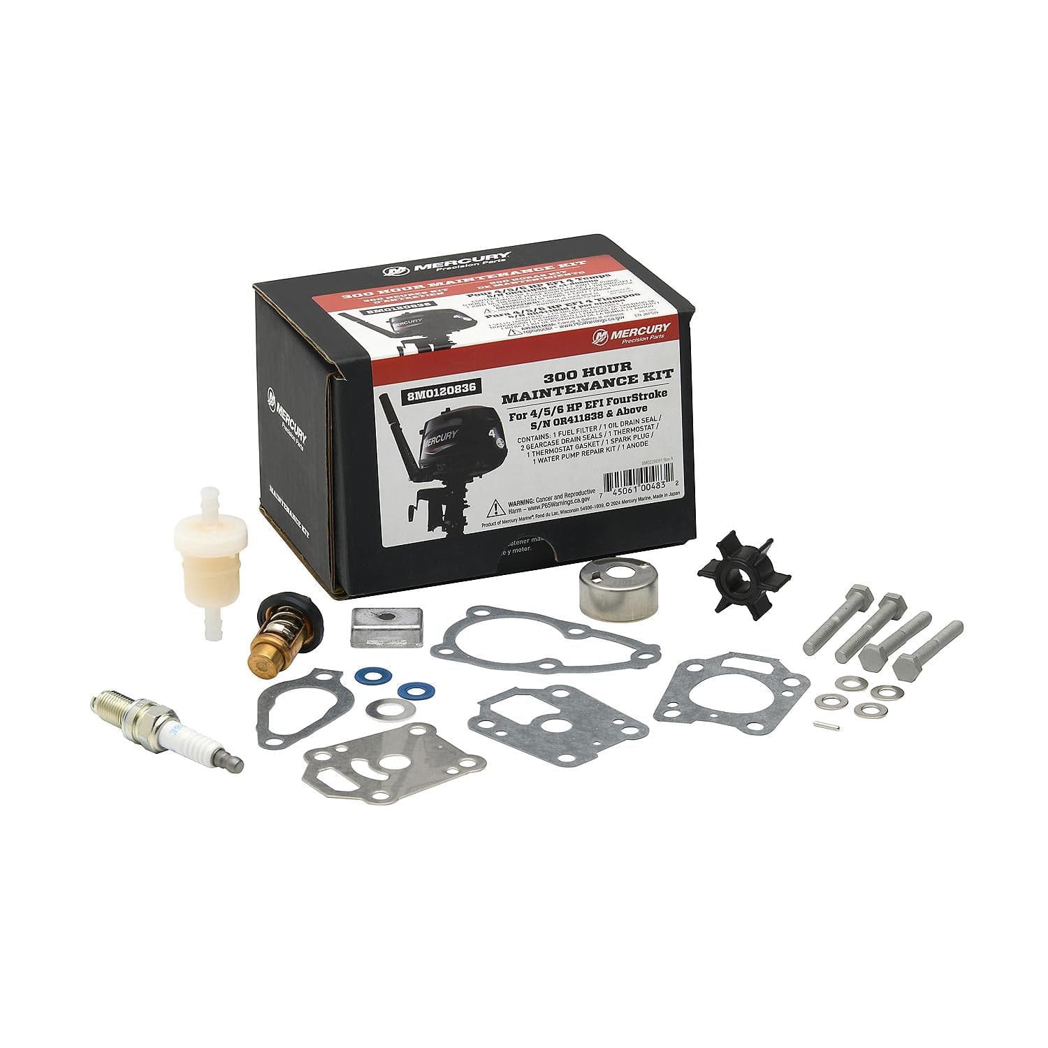 Mercury – FourStroke 300 Hour Maintenance Kit | 4–6hp Service Package | Precision Components | 8M0120836 — product photograph