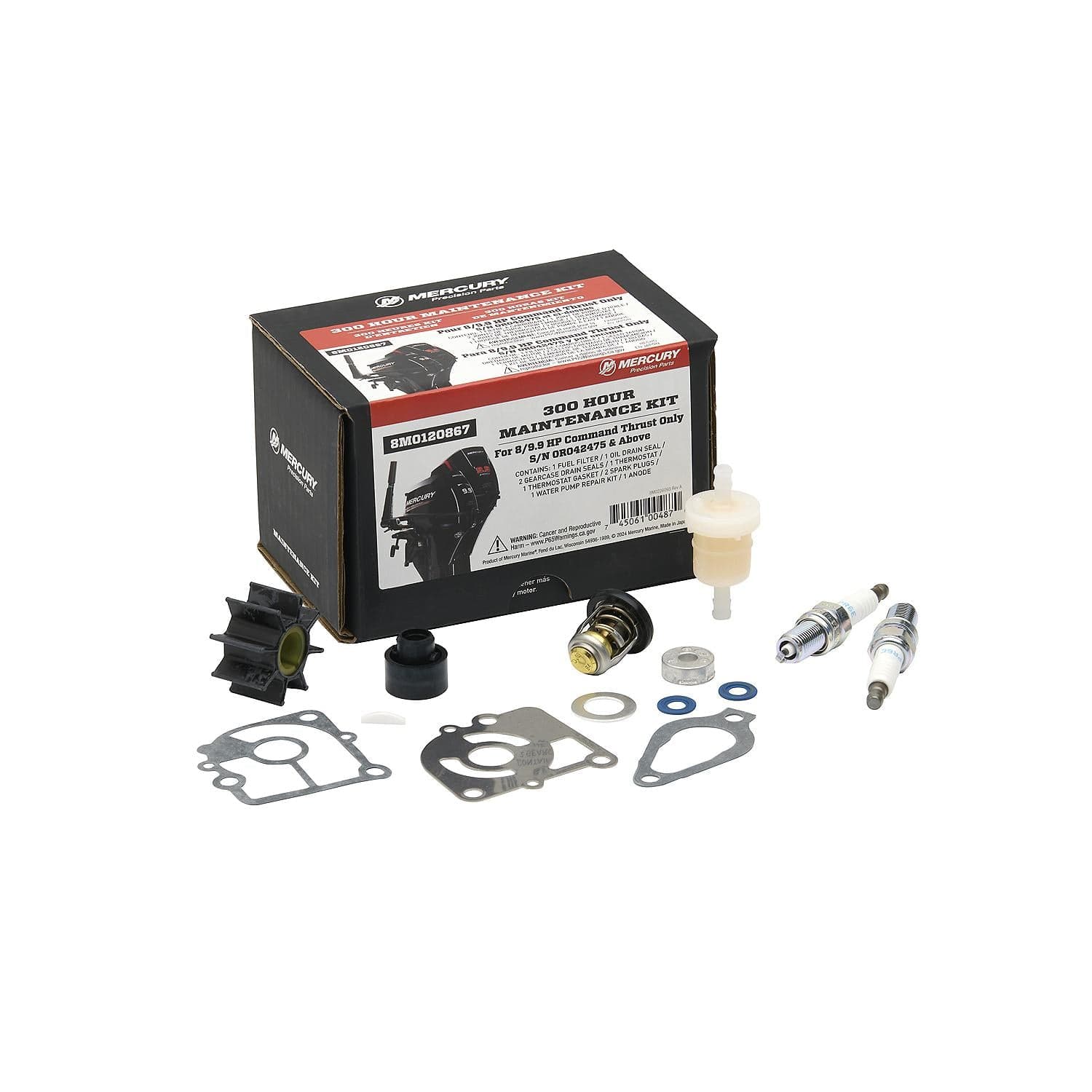 Mercury – Command Thrust 300 Hour Maintenance Kit | FourStroke Service Pack | Precision Marine Components | 8M0120867 — product photograph