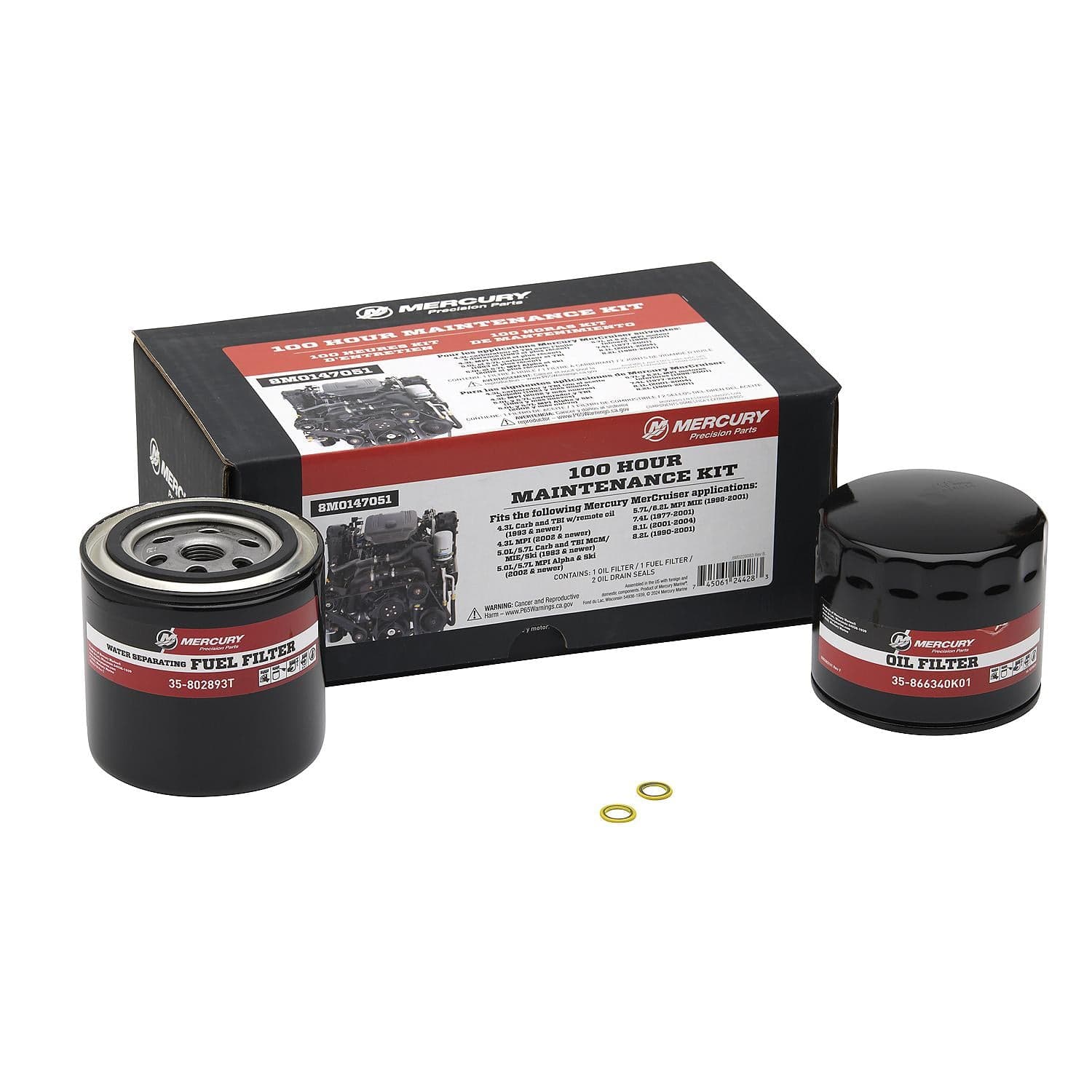 Mercury – 100 Hour Maintenance Kit | MerCruiser V6 & V8 Sterndrive/Inboard | Complete Service Components | 8M0147051 — product photograph