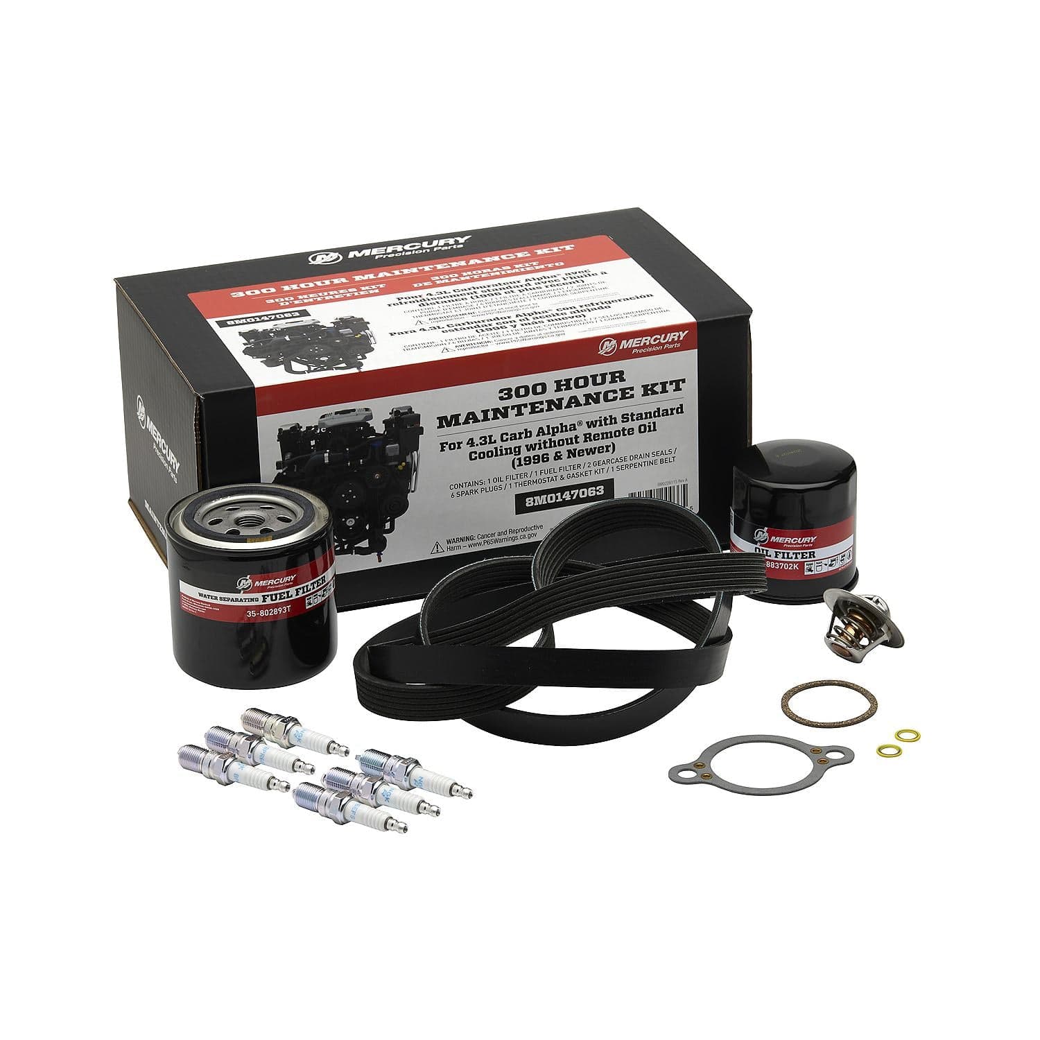 Mercury – 300 Hour Maintenance Kit | MerCruiser 4.3L Carbureted Alpha Drive | OEM Service Components | 8M0147063 — product photograph