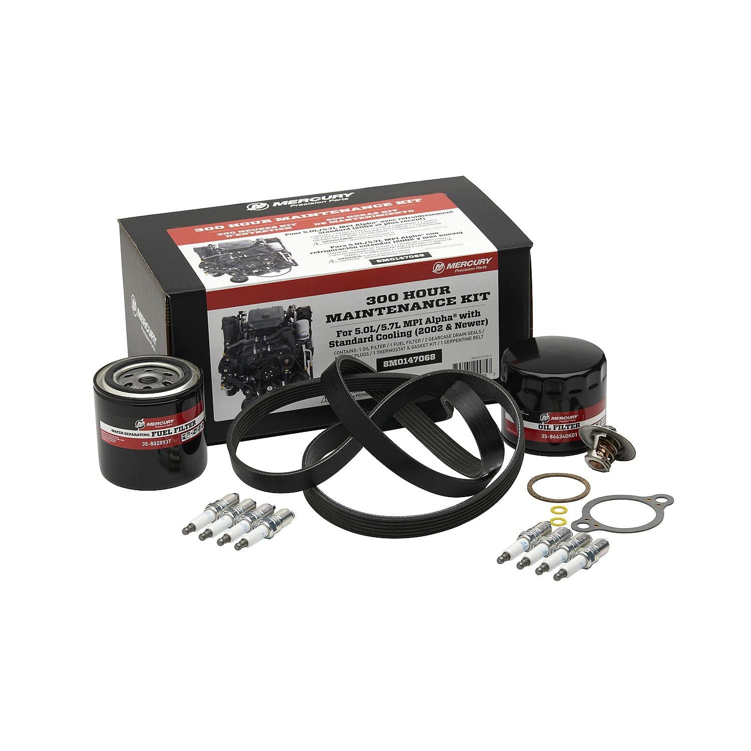 Mercury – 300 Hour Maintenance Kit | MerCruiser 5.0L & 5.7L MPI Alpha Series | OEM Service Components | 8M0147068 — product photograph