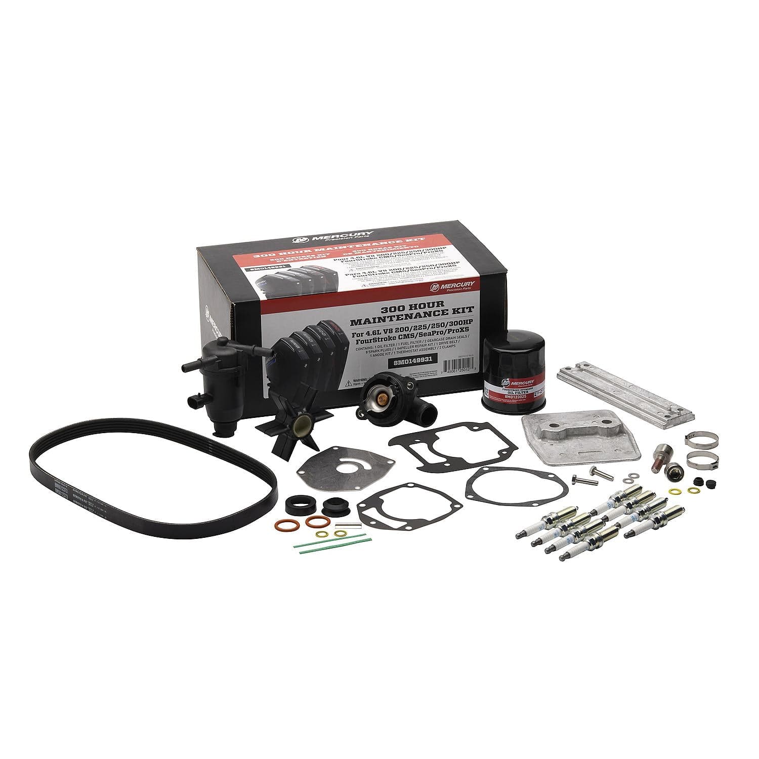Mercury – 300 Hour Maintenance Kit | 4.6L V8 SeaPro & Pro XS CMS | Full Service Components | 8M0149931 — product photograph