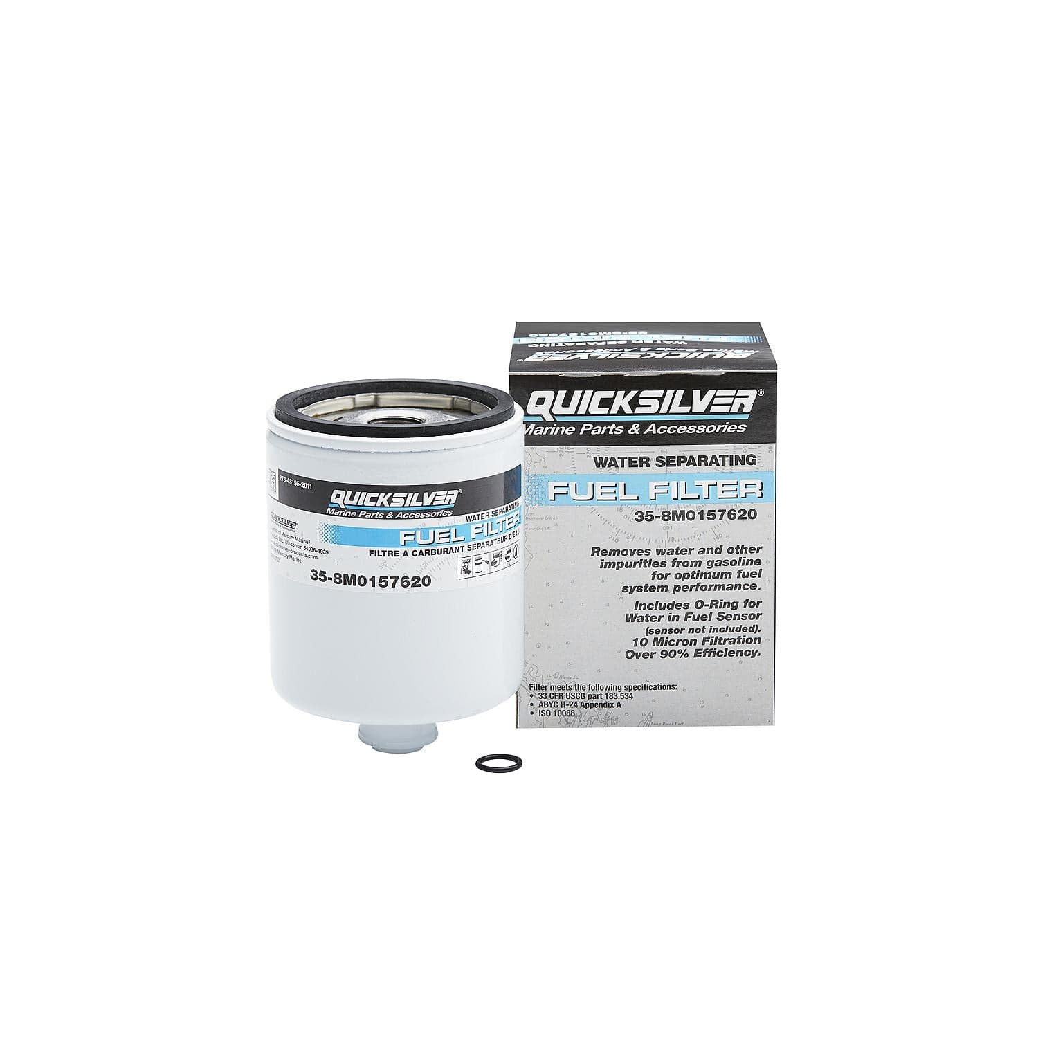 Mercury – Quicksilver Water Separating Fuel Filter | Fuel Protection Series | Metal Canister | 8M0157620 — product photograph