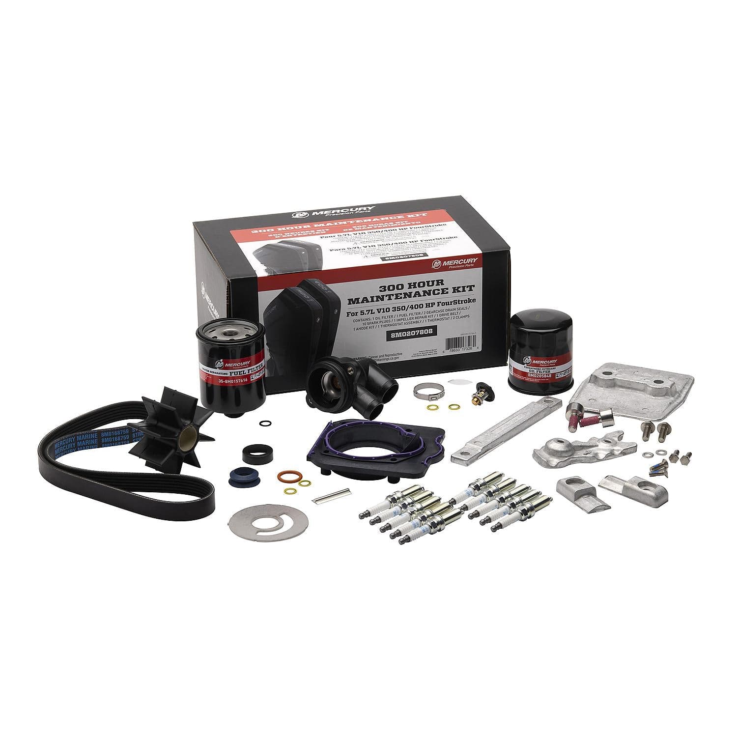 Mercury – 300 Hour Maintenance Kit for 5.7L V10 Verado & SeaPro | Scheduled Service Package | OEM Marine Components | 8M0207808 — product photograph
