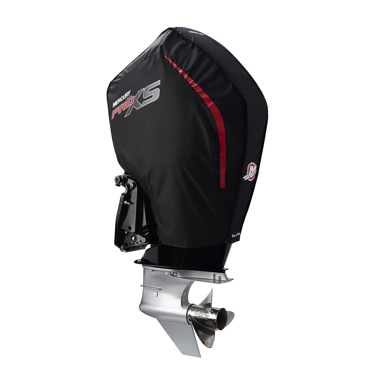 Mercury – Tow N Stow Outboard Cover | Pro XS Series | Black Polysoft II Fabric | 8M0221499 — product photograph