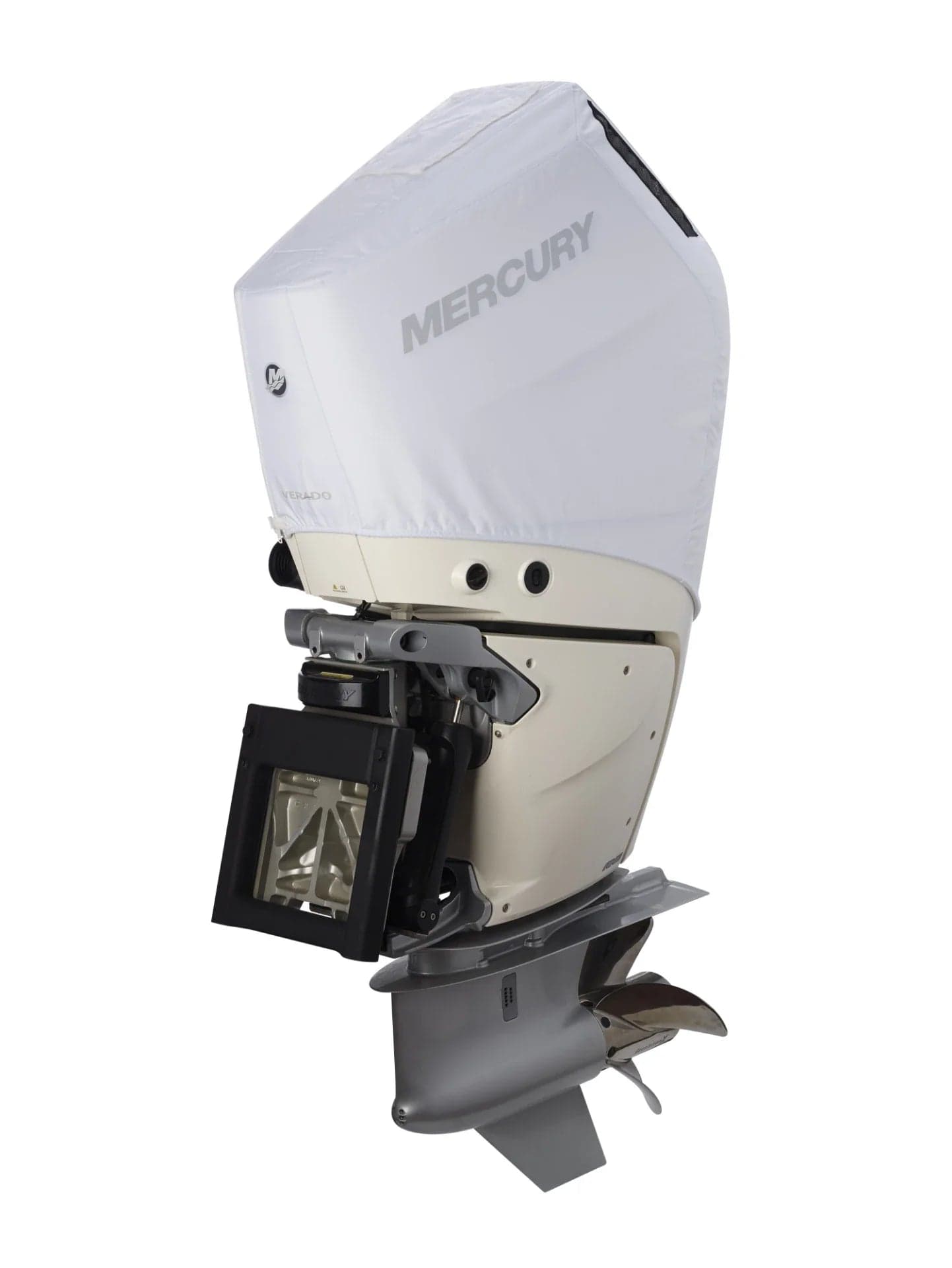 Mercury – Vented Splash Cover | Verado Series | White Polysoft II Fabric | 8M0228527 — product photograph
