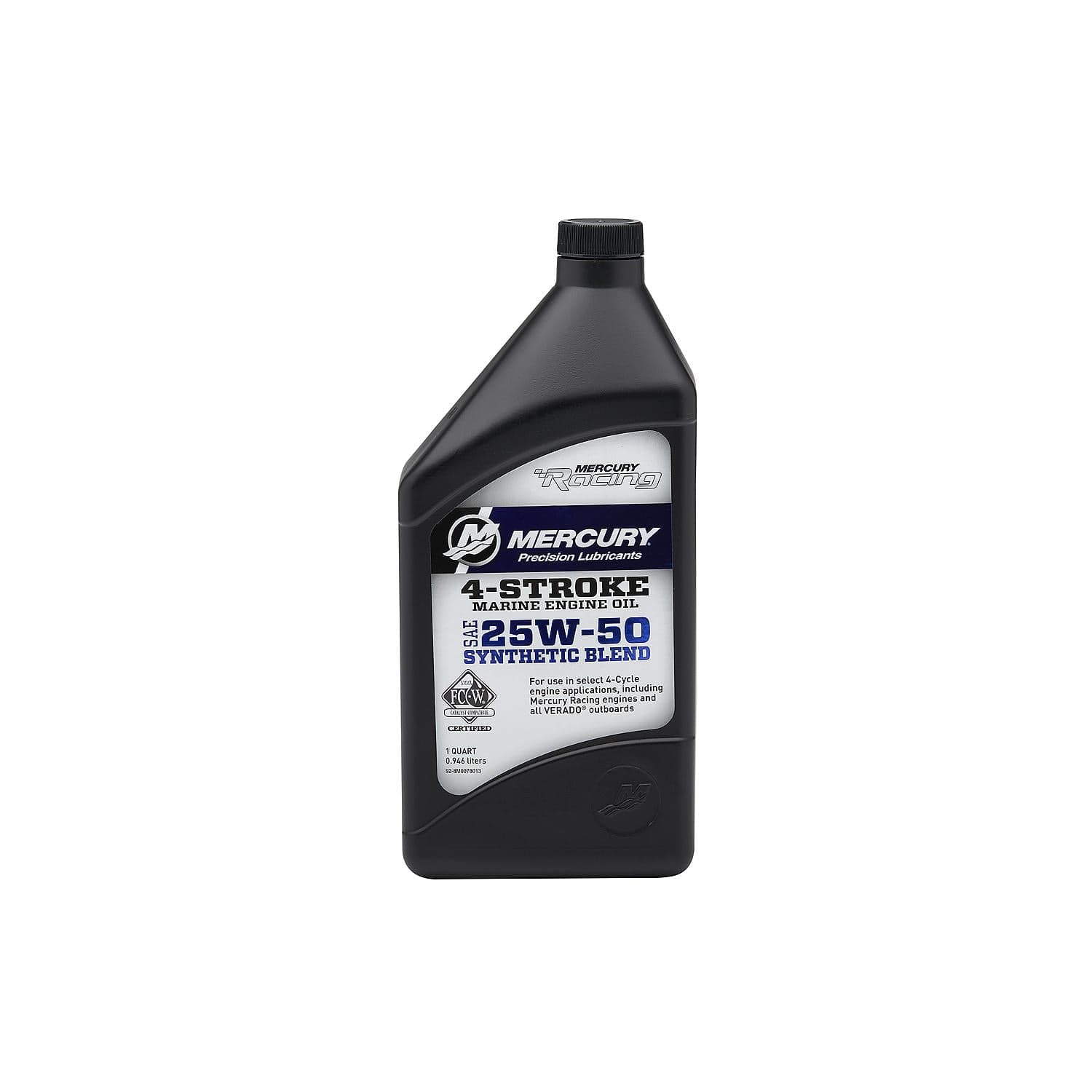 Mercury Verado Racing Oil - 25W-50 Synthetic Blend - Quart - 92-8M0078013 — product photograph