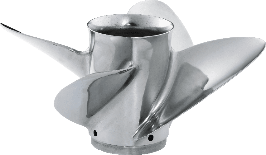 Yamaha - K Series Turbo FX4 Stainless Steel Propeller - 4 Blade - 13.25" x 14 Pitch - RH Rotation - MAR-13414-XR-D0 — product photograph