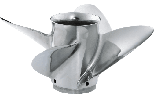 Yamaha - K Series Turbo FX4 Stainless Steel Propeller - 4 Blade - 13.25" x 18 Pitch - RH Rotation - MAR-13418-XR-D0 — product photograph