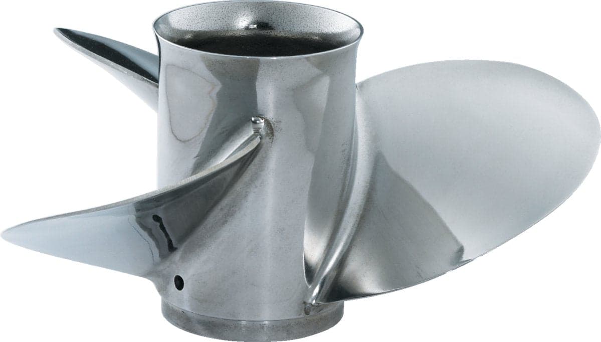 Yamaha K Series Pontoon 1 Stainless Steel Propeller - 3 Blade - 14 Dia - 15 Pitch - RH Rotation - MAR-14015-PR-D0 — product photograph
