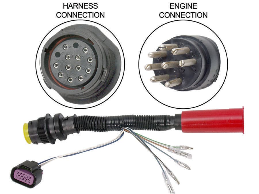 Mercury - Harness Adapter - Non DTS 14 Pin Female to 8 Pin Male - 1 Ft - Fits 2006 and Newer Non DTS Outboards from 25 HP to 250 HP 14 Pin Connectors - 84-896539T01 — product photograph