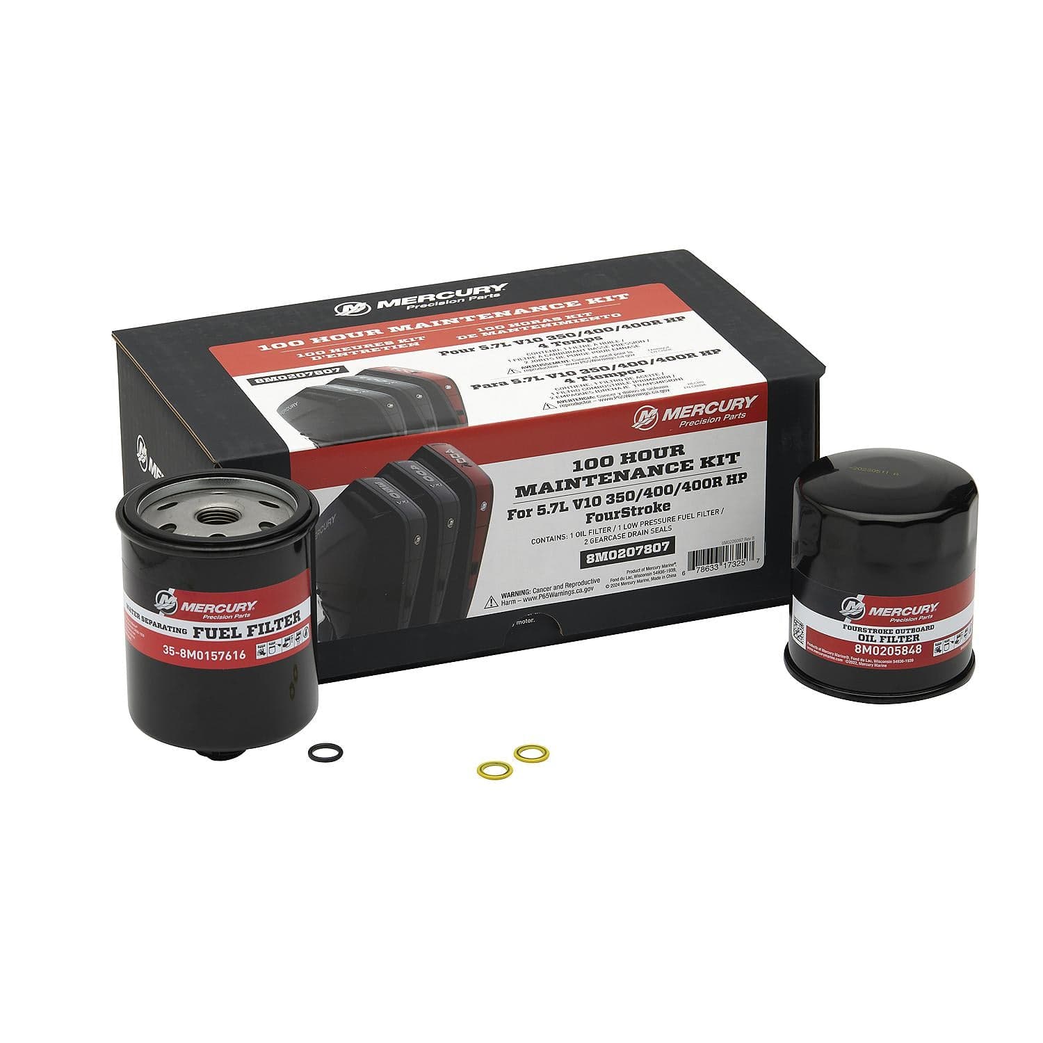 Mercury – V10 350–425hp Verado 100 Hour Maintenance Kit | Service Kit | Factory Components | 8M0207807 — product photograph